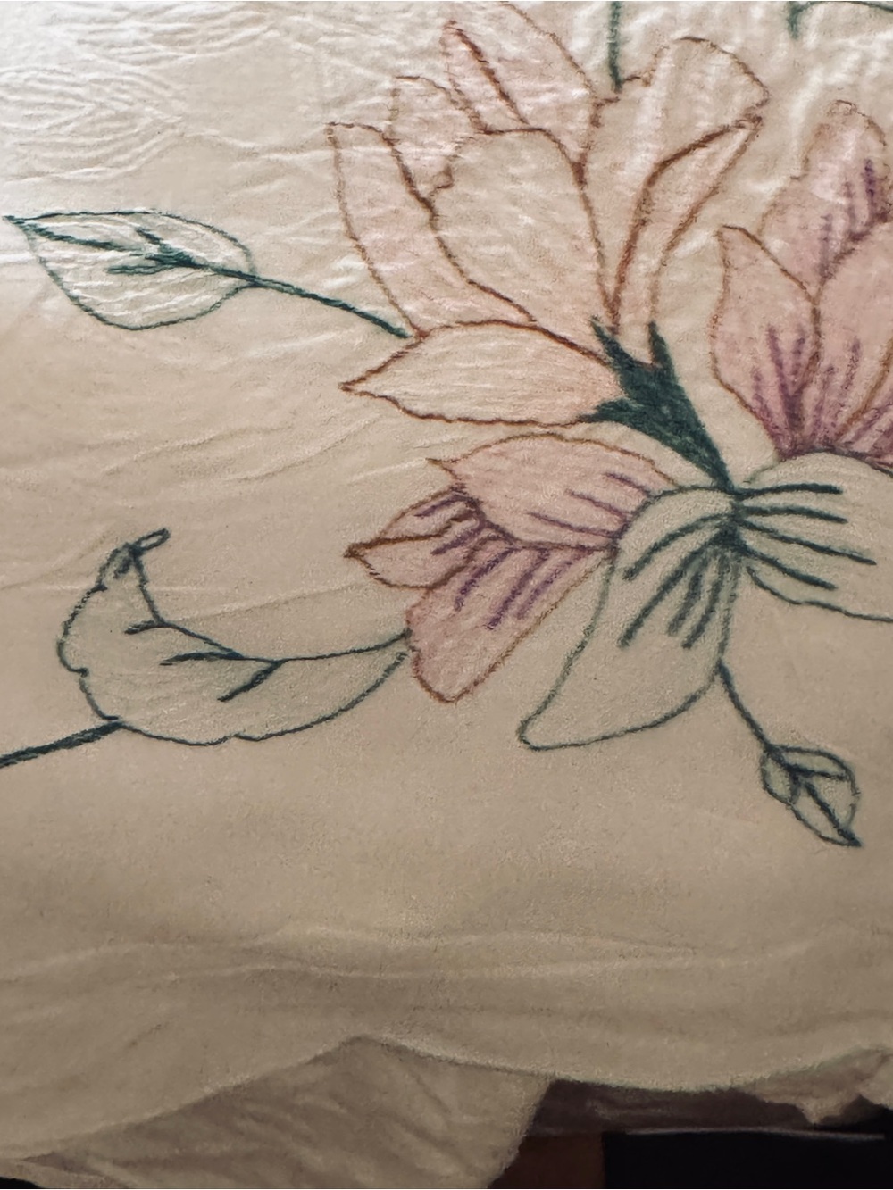Elegant Floral Embroidered Tablecloth
 - Light Cream - Picture 5 of 6